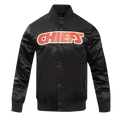 NFL KANSAS CITY CHIEFS BIG LOGO MEN'S SATIN JACKET (BLACK)