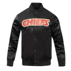 NFL KANSAS CITY CHIEFS BIG LOGO MEN'S SATIN JACKET (BLACK)