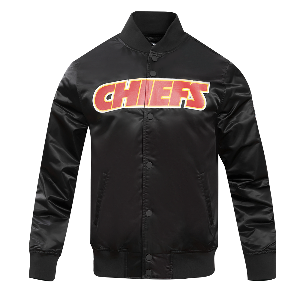 NFL KANSAS CITY CHIEFS BIG LOGO MEN'S SATIN JACKET (BLACK)