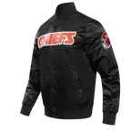 NFL KANSAS CITY CHIEFS BIG LOGO MEN'S SATIN JACKET (BLACK)