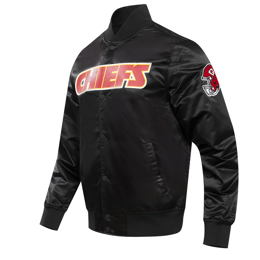 NFL KANSAS CITY CHIEFS BIG LOGO MEN'S SATIN JACKET (BLACK)