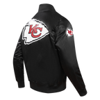 NFL KANSAS CITY CHIEFS BIG LOGO MEN'S SATIN JACKET (BLACK)