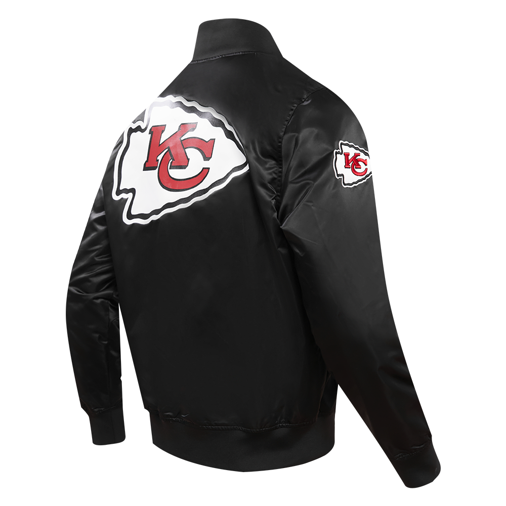 NFL KANSAS CITY CHIEFS BIG LOGO MEN'S SATIN JACKET (BLACK)