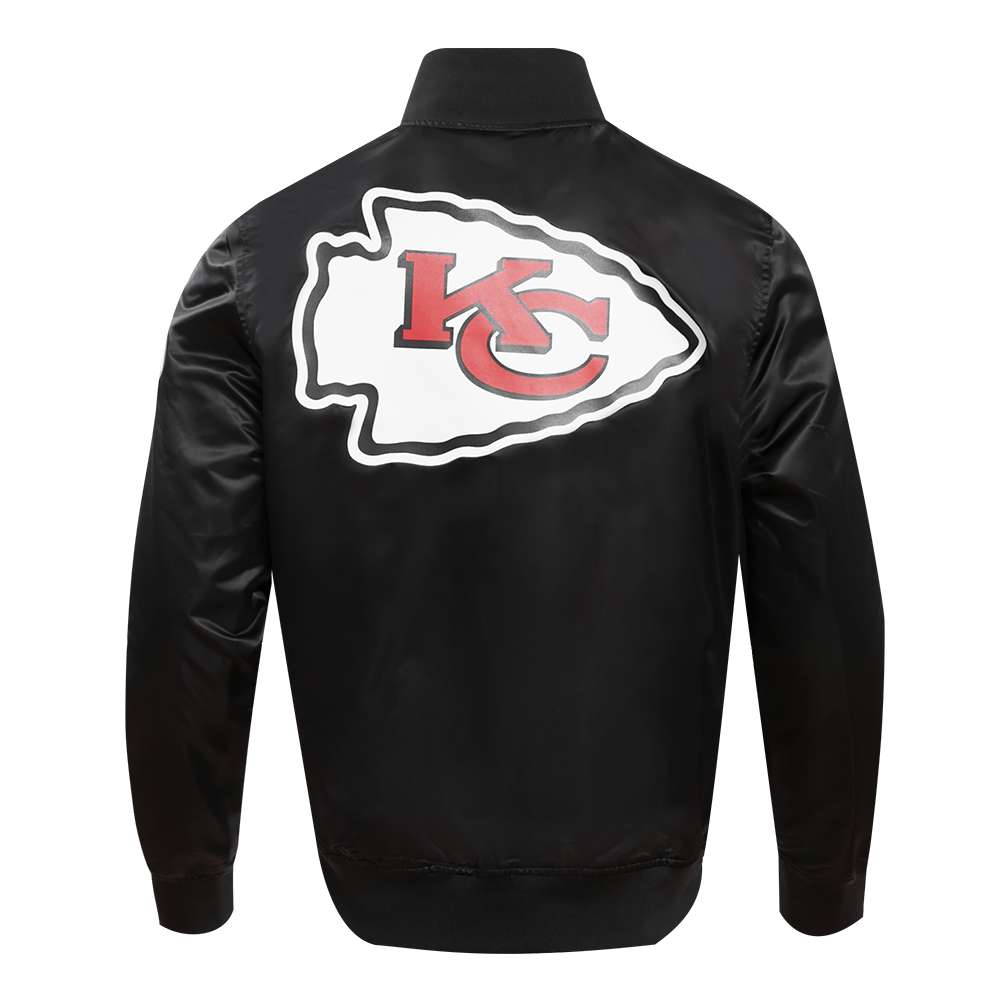 NFL KANSAS CITY CHIEFS BIG LOGO MEN'S SATIN JACKET (BLACK)