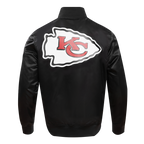 NFL KANSAS CITY CHIEFS BIG LOGO MEN'S SATIN JACKET (BLACK)