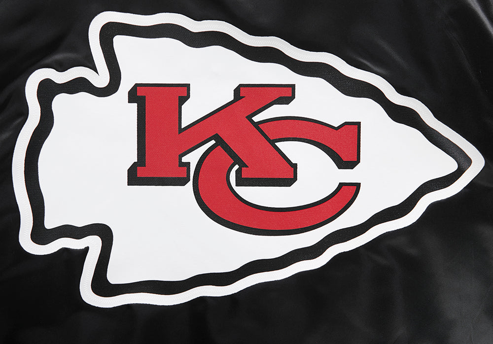 NFL KANSAS CITY CHIEFS BIG LOGO MEN'S SATIN JACKET (BLACK)