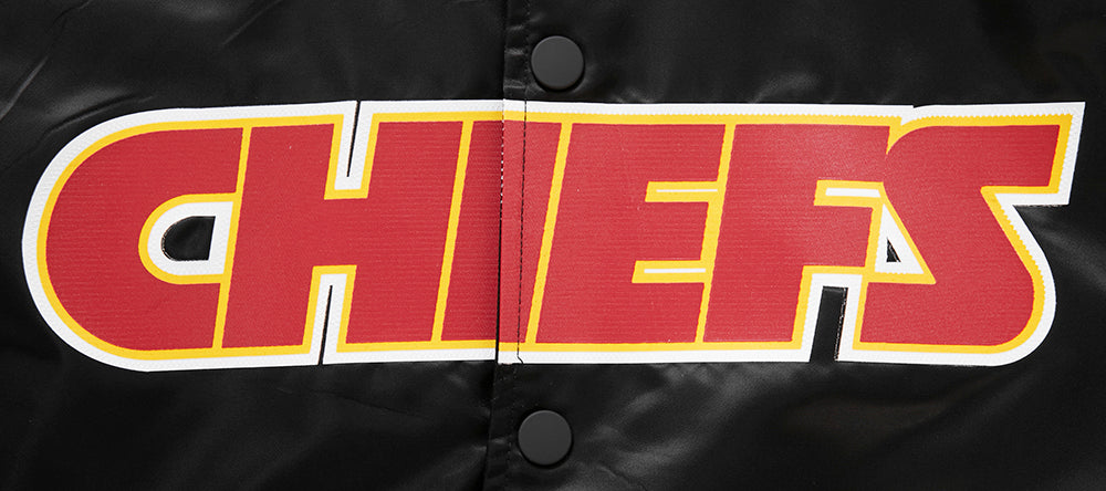 NFL KANSAS CITY CHIEFS BIG LOGO MEN'S SATIN JACKET (BLACK)