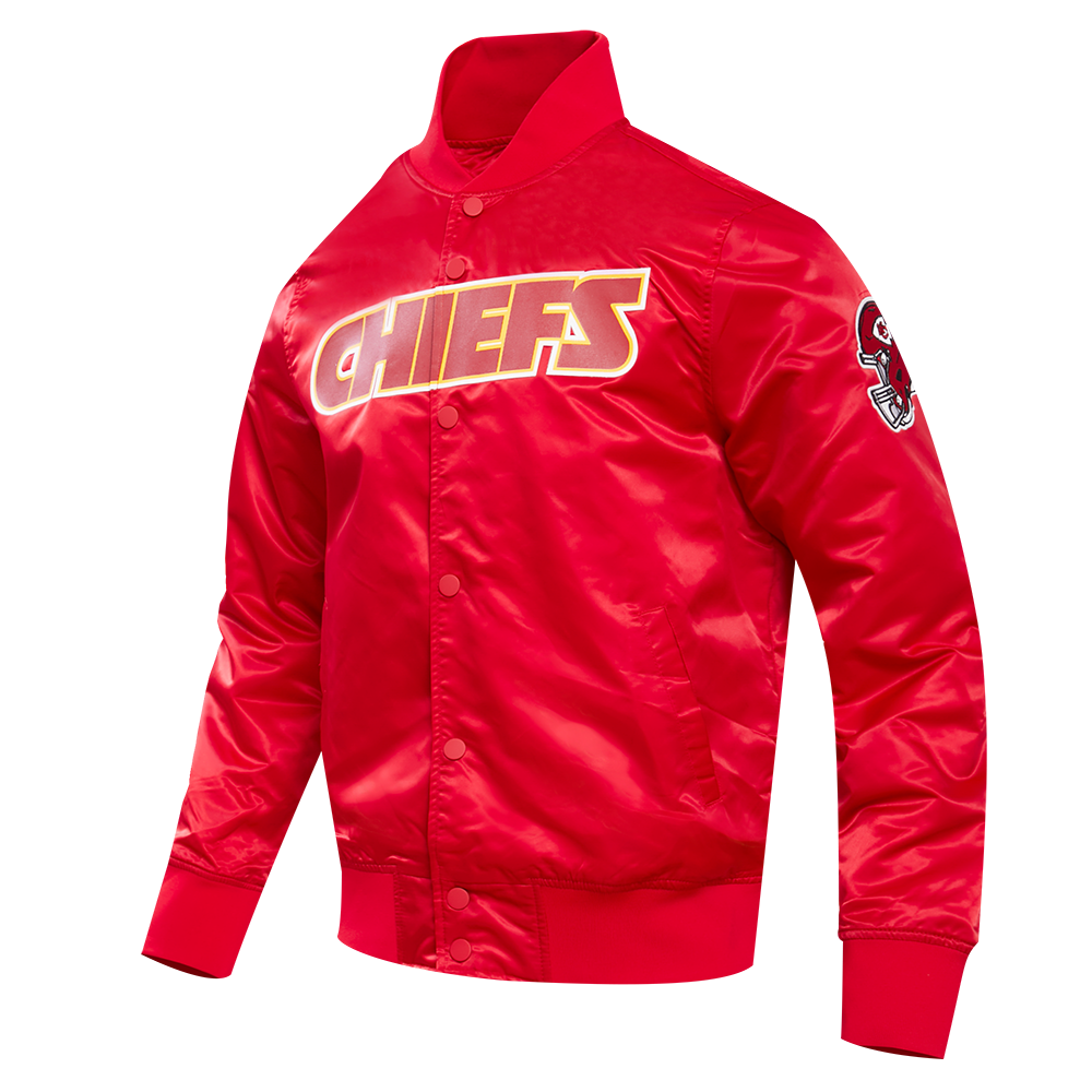 NFL KANSAS CITY CHIEFS BLOUSON EN SATIN À GRAND LOGO POUR HOMME (ROUGE)
