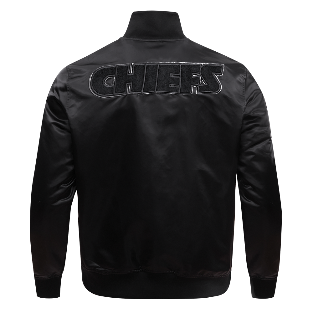 NFL KANSAS CITY CHIEFS CLASSIC 3BK MEN'S SATIN JACKET (TRIPLE BLACK)