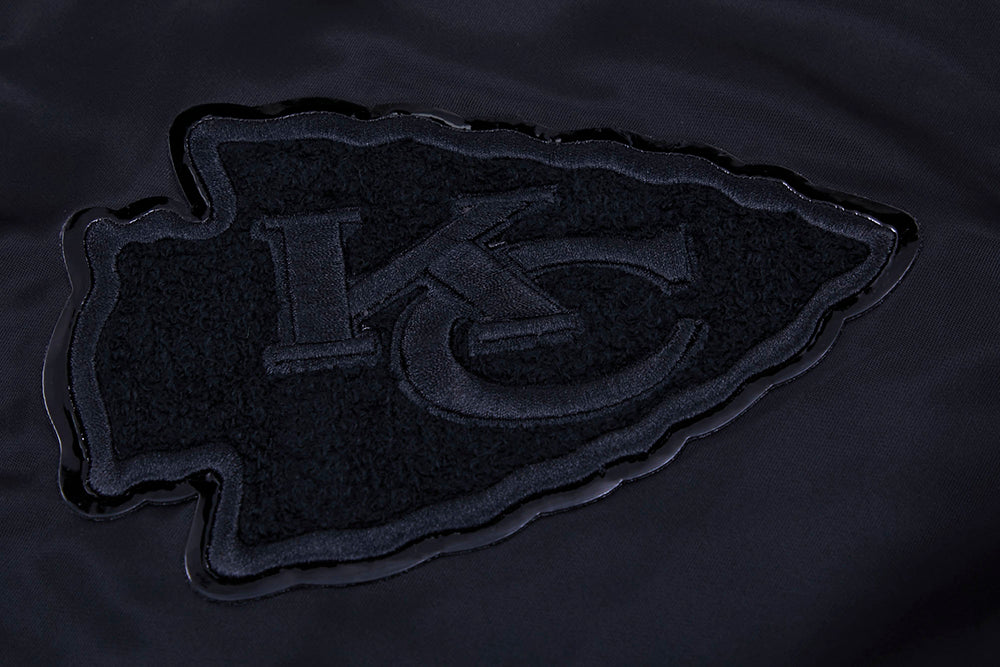 NFL KANSAS CITY CHIEFS CLASSIC 3BK MEN'S SATIN JACKET (TRIPLE BLACK)