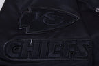 NFL KANSAS CITY CHIEFS CLASSIC 3BK MEN'S SATIN JACKET (TRIPLE BLACK)