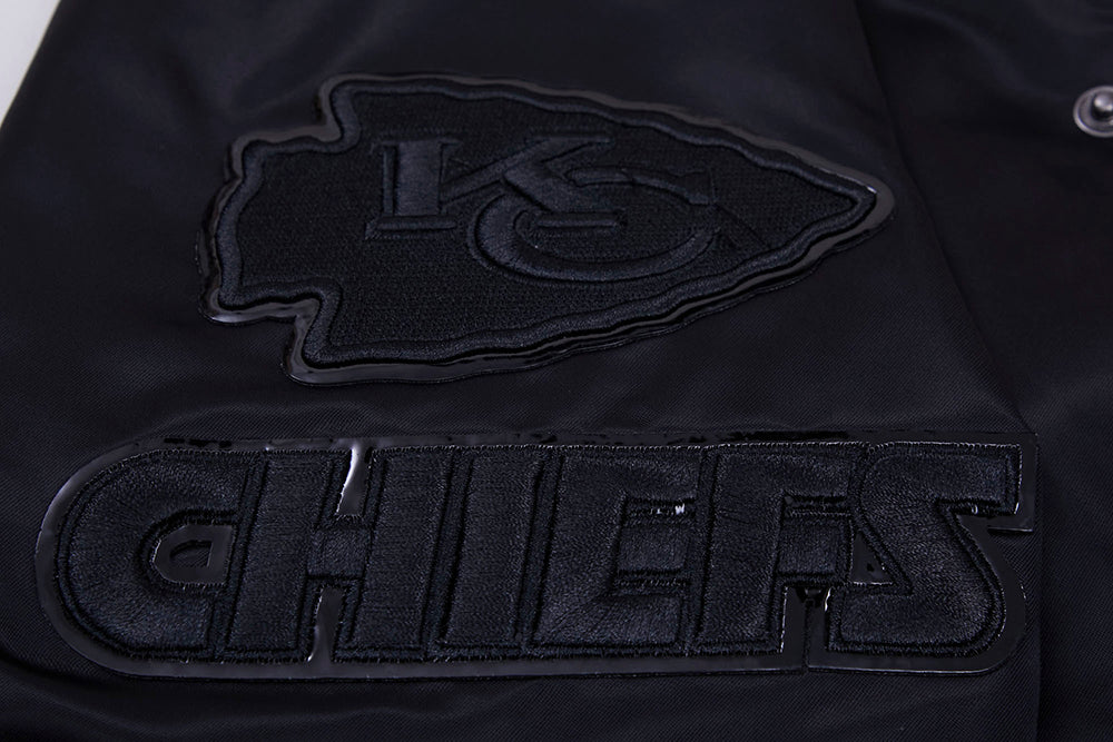 NFL KANSAS CITY CHIEFS CLASSIC 3BK MEN'S SATIN JACKET (TRIPLE BLACK)