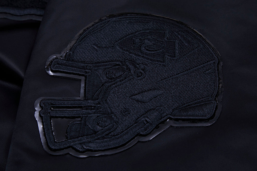 NFL KANSAS CITY CHIEFS CLASSIC 3BK MEN'S SATIN JACKET (TRIPLE BLACK)