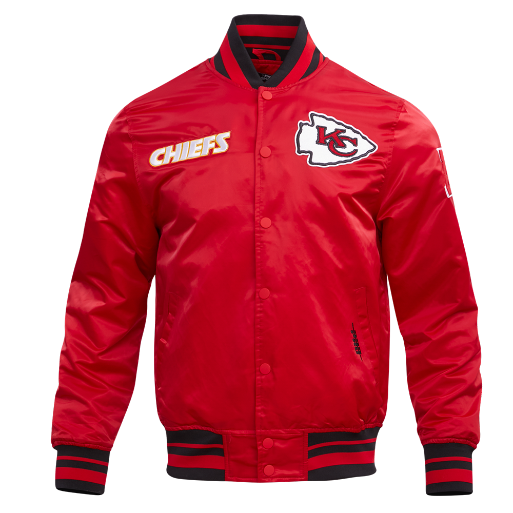 NFL KANSAS CITY CHIEFS RETRO CLASSICS BLOUSON EN SATIN POUR HOMME (ROUGE/NOIR)