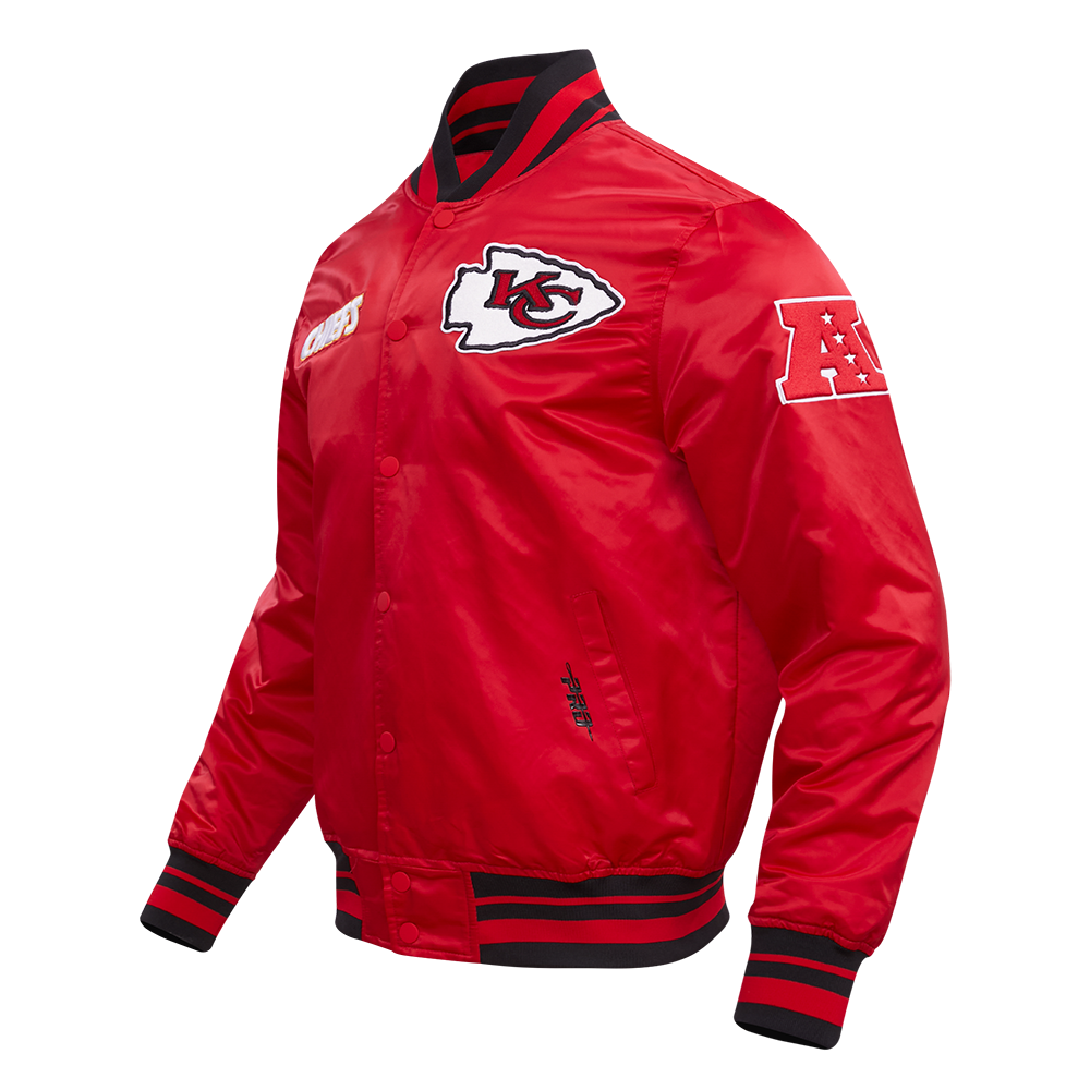 NFL KANSAS CITY CHIEFS RETRO CLASSICS BLOUSON EN SATIN POUR HOMME (ROUGE/NOIR)