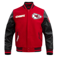 NFL KANSAS CITY CHIEFS RETRO CLASSIC BLOUSON COLLÉGIAL EN LAINE À BORDS CÔTELÉS (ROUGE/NOIR)