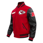 NFL KANSAS CITY CHIEFS RETRO CLASSIC BLOUSON COLLÉGIAL EN LAINE À BORDS CÔTELÉS (ROUGE/NOIR)