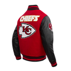 NFL KANSAS CITY CHIEFS RETRO CLASSIC BLOUSON COLLÉGIAL EN LAINE À BORDS CÔTELÉS (ROUGE/NOIR)