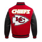 NFL KANSAS CITY CHIEFS RETRO CLASSIC BLOUSON COLLÉGIAL EN LAINE À BORDS CÔTELÉS (ROUGE/NOIR)