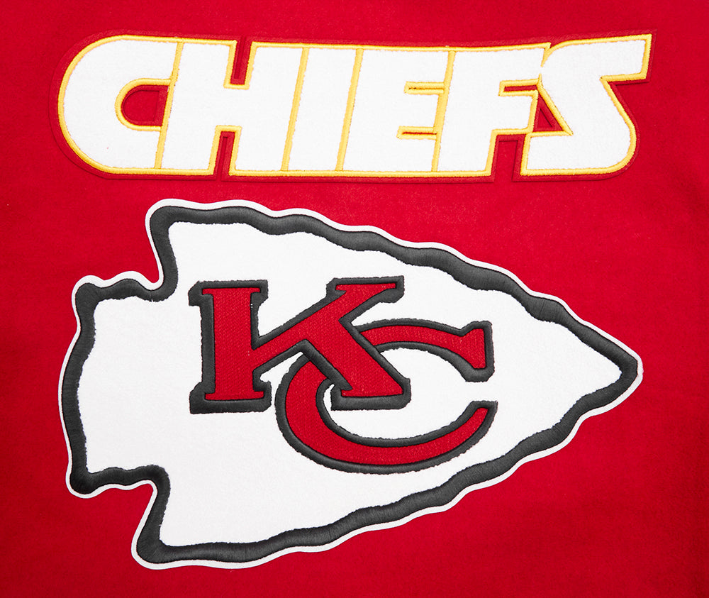 NFL KANSAS CITY CHIEFS RETRO CLASSIC BLOUSON COLLÉGIAL EN LAINE À BORDS CÔTELÉS (ROUGE/NOIR)