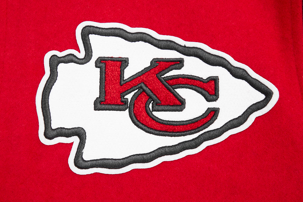 NFL KANSAS CITY CHIEFS RETRO CLASSIC BLOUSON COLLÉGIAL EN LAINE À BORDS CÔTELÉS (ROUGE/NOIR)