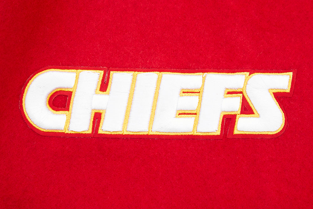 NFL KANSAS CITY CHIEFS RETRO CLASSIC BLOUSON COLLÉGIAL EN LAINE À BORDS CÔTELÉS (ROUGE/NOIR)