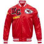 NFL KANSAS CITY CHIEFS MASH UP MEN'S RIB SATIN JACKET (RED)