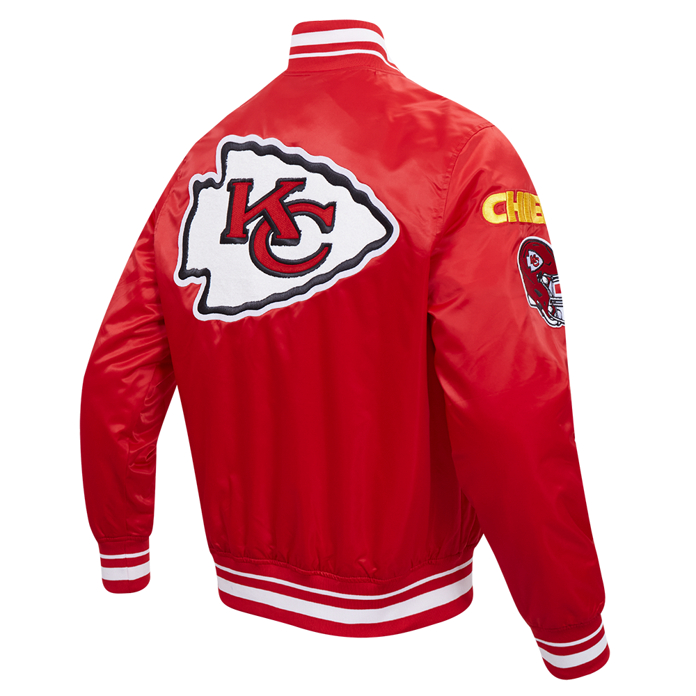 NFL KANSAS CITY CHIEFS MASH UP MEN'S RIB SATIN JACKET (RED)