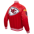 NFL KANSAS CITY CHIEFS MASH UP MEN'S RIB SATIN JACKET (RED)