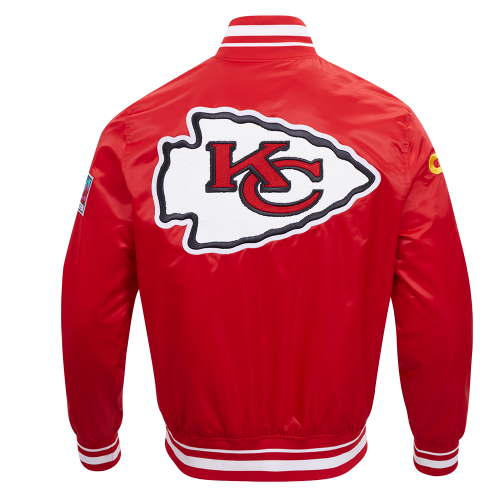NFL KANSAS CITY CHIEFS MASH UP MEN'S RIB SATIN JACKET (RED)
