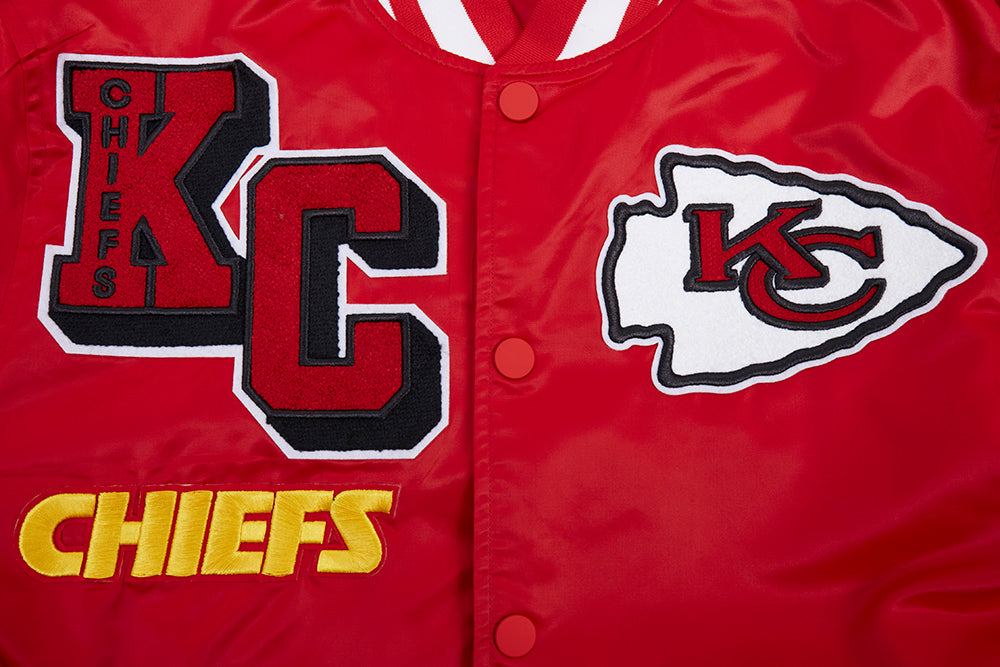 NFL KANSAS CITY CHIEFS MASH UP MEN'S RIB SATIN JACKET (RED)
