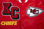 NFL KANSAS CITY CHIEFS MASH UP MEN'S RIB SATIN JACKET (RED)