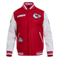 NFL KANSAS CITY CHIEFS DIY PICK STITCH BLOUSON COLLÉGIAL EN LAINE À BORDS CÔTELÉS POUR HOMME (ROUGE/BLANC)