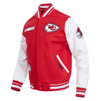 NFL KANSAS CITY CHIEFS DIY PICK STITCH BLOUSON COLLÉGIAL EN LAINE À BORDS CÔTELÉS POUR HOMME (ROUGE/BLANC)