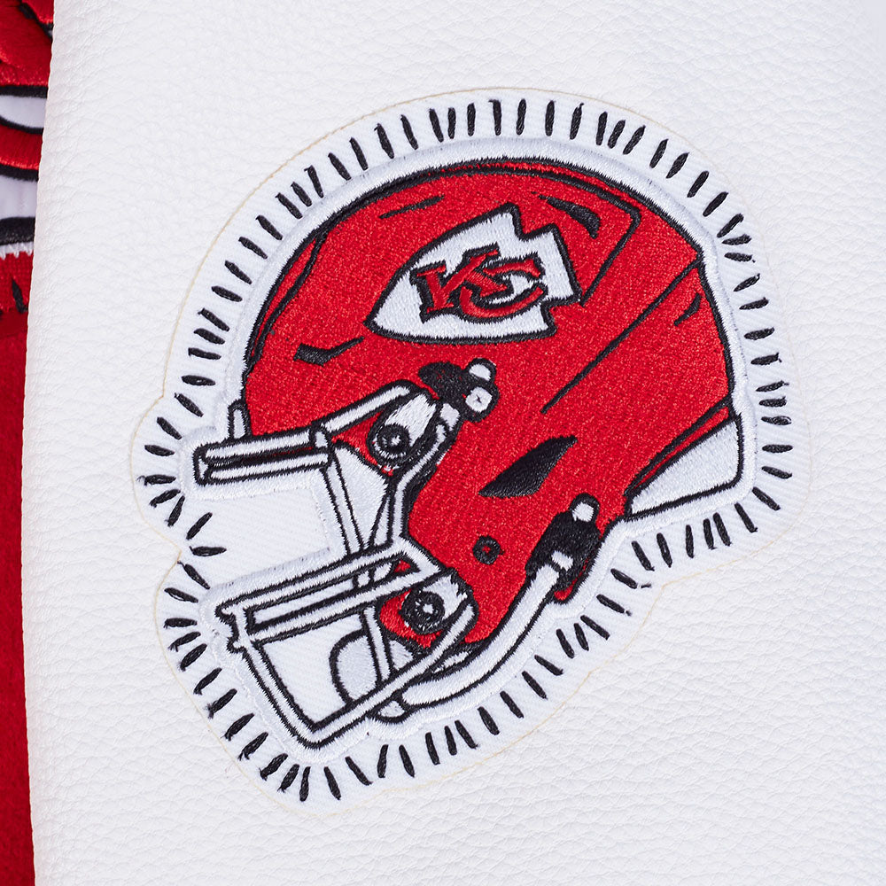 NFL KANSAS CITY CHIEFS DIY PICK STITCH BLOUSON COLLÉGIAL EN LAINE À BORDS CÔTELÉS POUR HOMME (ROUGE/BLANC)