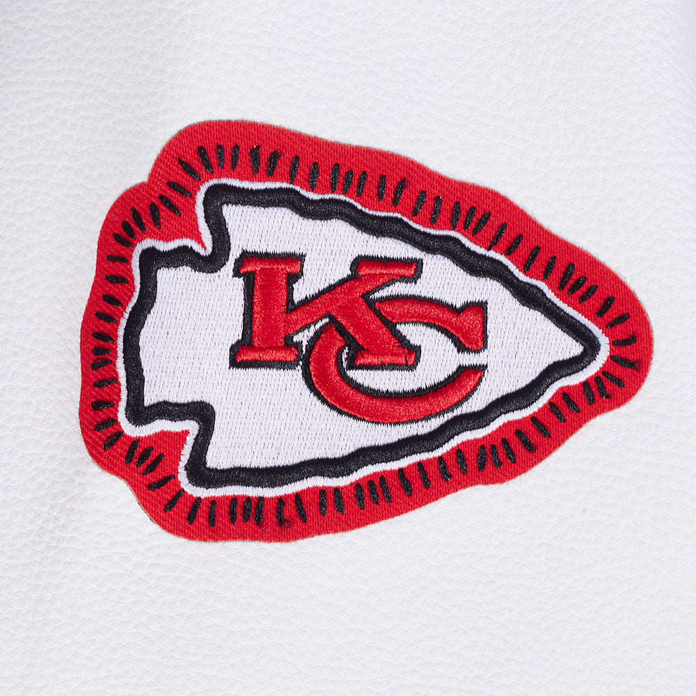 NFL KANSAS CITY CHIEFS DIY PICK STITCH BLOUSON COLLÉGIAL EN LAINE À BORDS CÔTELÉS POUR HOMME (ROUGE/BLANC)
