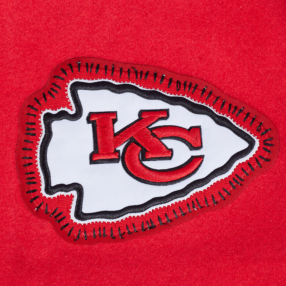 NFL KANSAS CITY CHIEFS DIY PICK STITCH BLOUSON COLLÉGIAL EN LAINE À BORDS CÔTELÉS POUR HOMME (ROUGE/BLANC)