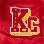NFL KANSAS CITY CHIEFS BEST OF MEN'S RIB SATIN JACKET (RED/BLACK)