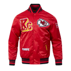 NFL KANSAS CITY CHIEFS BEST OF MEN'S RIB SATIN JACKET (RED/BLACK)
