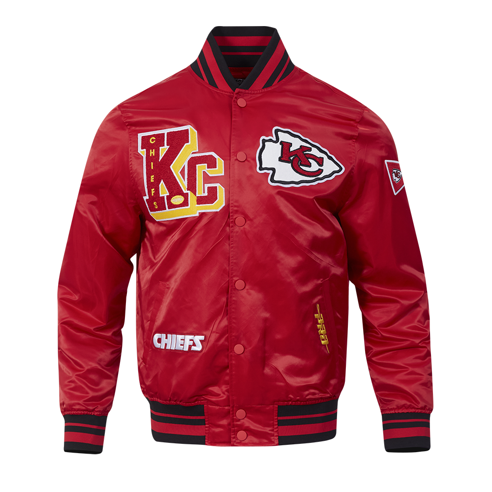NFL KANSAS CITY CHIEFS BEST OF MEN'S RIB SATIN JACKET (RED/BLACK)