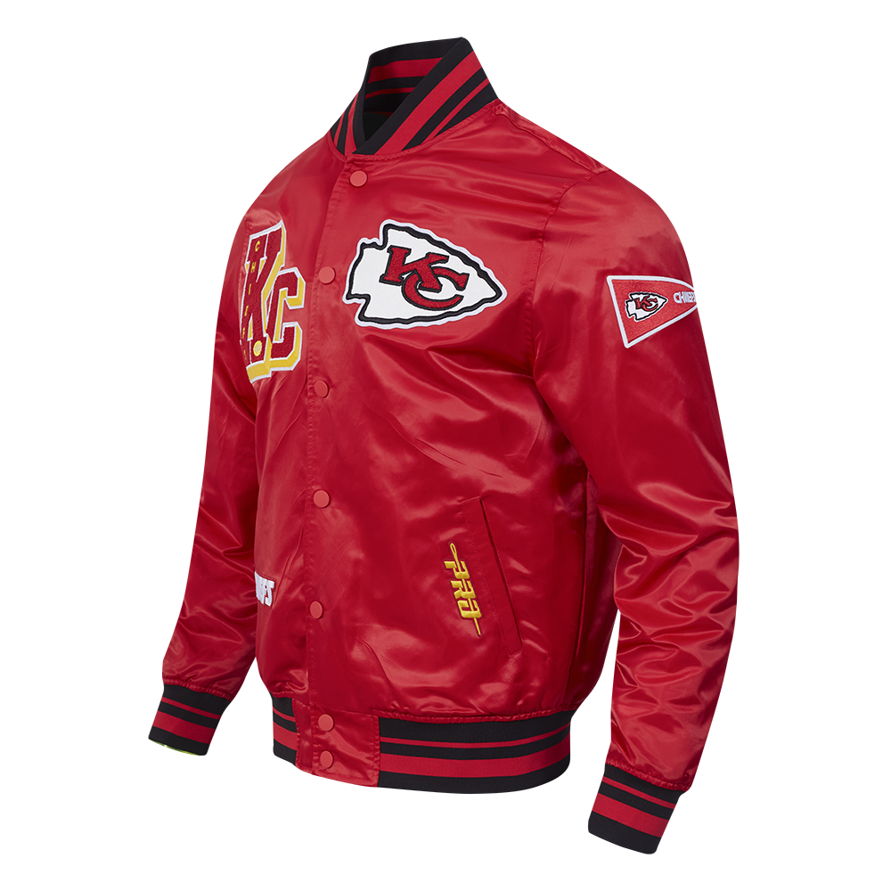 NFL KANSAS CITY CHIEFS BEST OF MEN'S RIB SATIN JACKET (RED/BLACK)