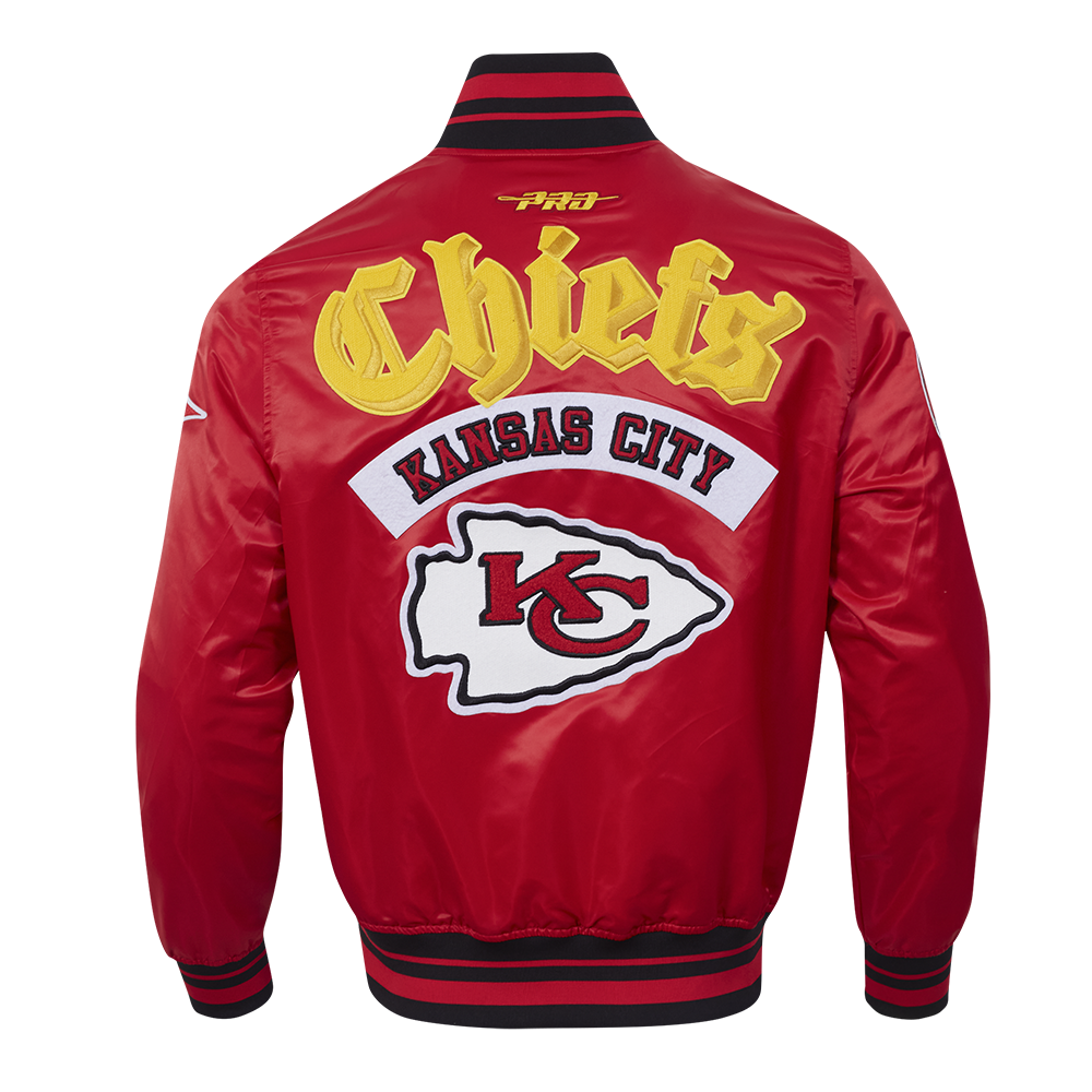 NFL KANSAS CITY CHIEFS BEST OF MEN'S RIB SATIN JACKET (RED/BLACK)