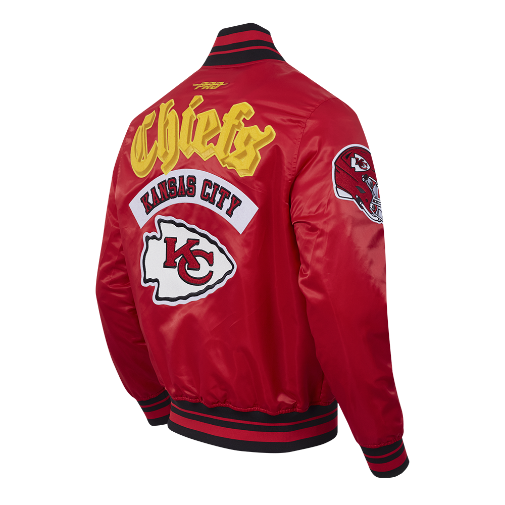 NFL KANSAS CITY CHIEFS BEST OF MEN'S RIB SATIN JACKET (RED/BLACK)