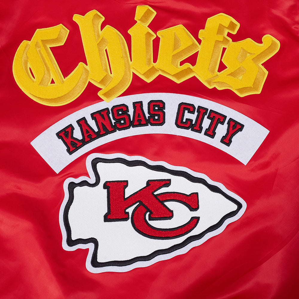 NFL KANSAS CITY CHIEFS BEST OF MEN'S RIB SATIN JACKET (RED/BLACK)