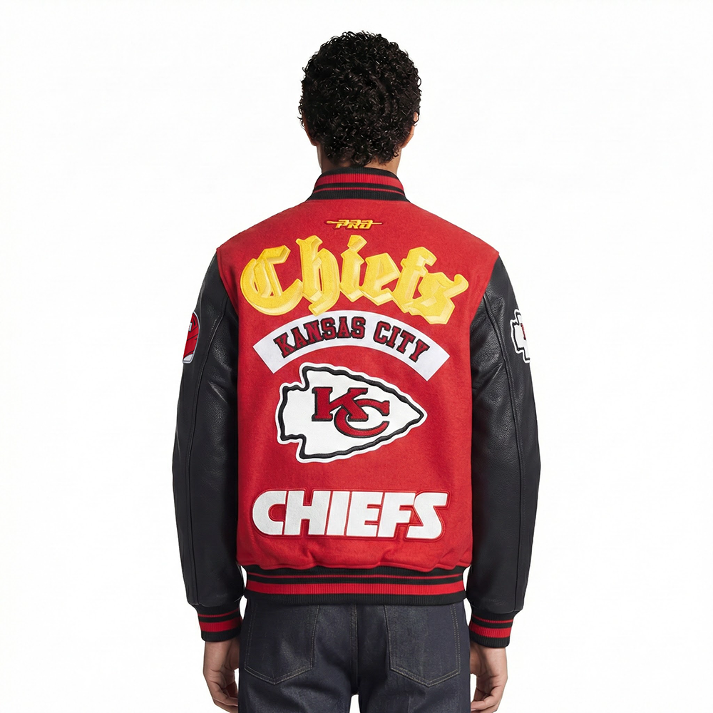 NFL KANSAS CITY CHIEFS BEST OF MEN'S RIB WOOL VARSITY JACKET (RED/BLACK)