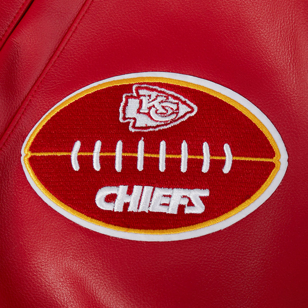 NFL KANSAS CITY CHIEFS BEST OF MEN'S LEATHER VARSITY JACKET (RED/WHITE)
