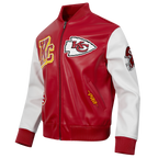 NFL KANSAS CITY CHIEFS BEST OF MEN'S LEATHER VARSITY JACKET (RED/WHITE)