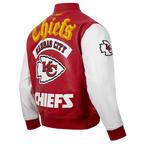 NFL KANSAS CITY CHIEFS BEST OF MEN'S LEATHER VARSITY JACKET (RED/WHITE)