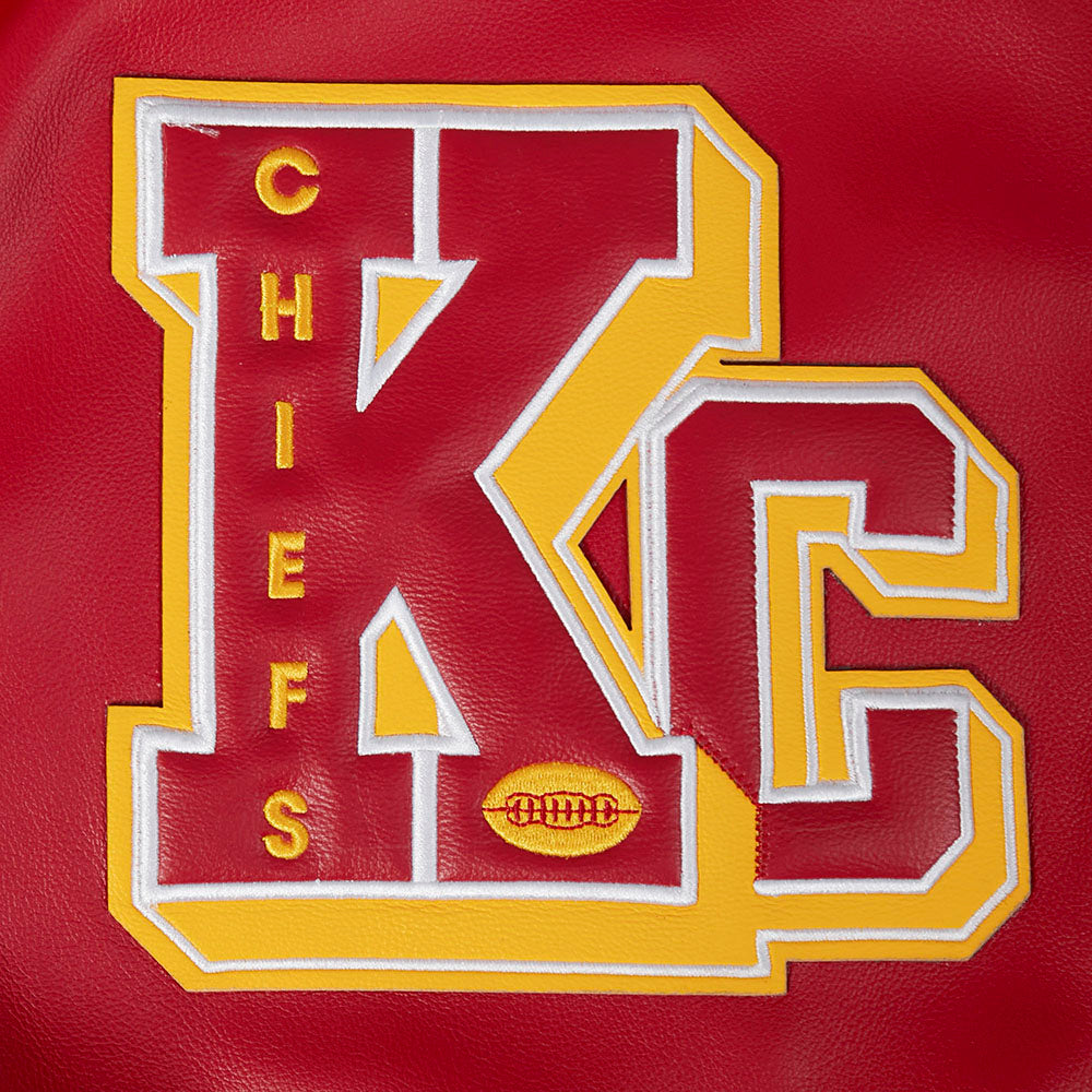 NFL KANSAS CITY CHIEFS BEST OF MEN'S LEATHER VARSITY JACKET (RED/WHITE)