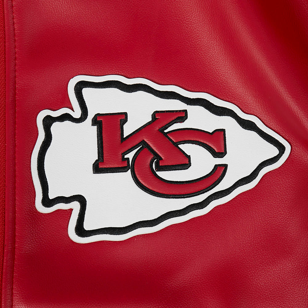 NFL KANSAS CITY CHIEFS BEST OF MEN'S LEATHER VARSITY JACKET (RED/WHITE)
